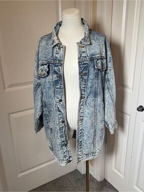 Vintage Mizz Lizz Acid Wash Oversized Denim Jacket 90s Grunge Jean Coat M